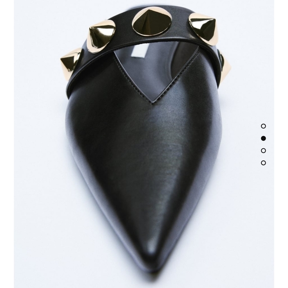 Zara * Pointed Studded Mules Black - Picture 3 of 5
